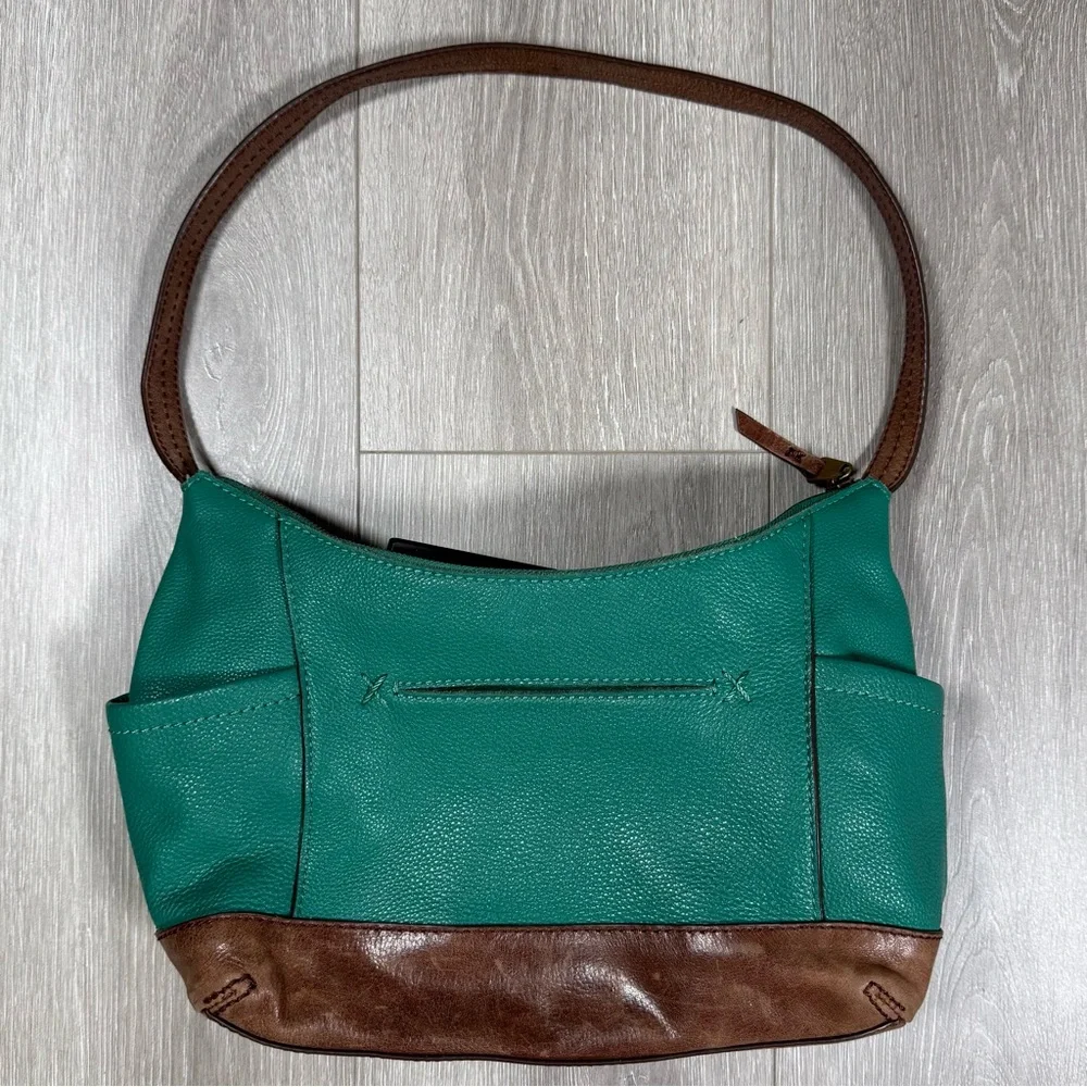 The Sak Teal and Brown Leather-Trim Shoulder Bag - Picture 2 of 12